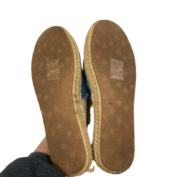 Kim Kay London Womens Sz 10 Blue Gold Palm Tree Glitter Stretch Flat Espadrilles - Picture 5 of 7